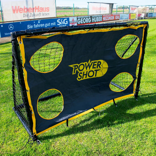 Football goal - 1.8m x 1.2m - uPVC black with Black shooting wall Powershot