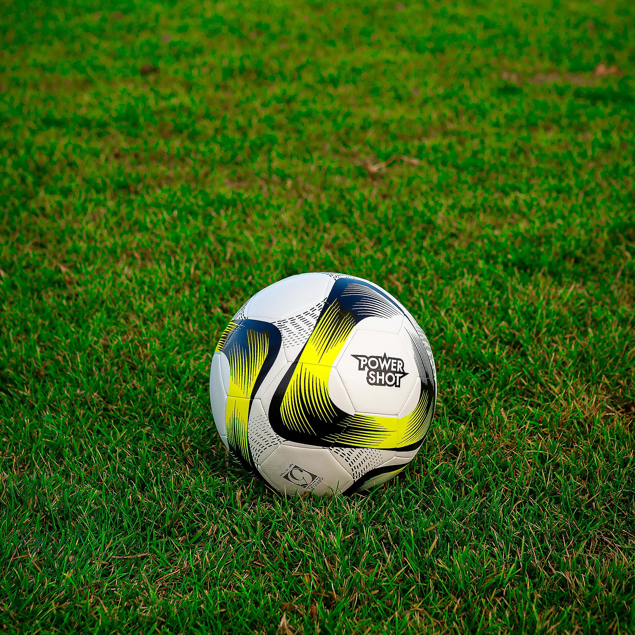 Football yellow and black size 5 - Set of 5 with Pump and Storage Bag Powershot