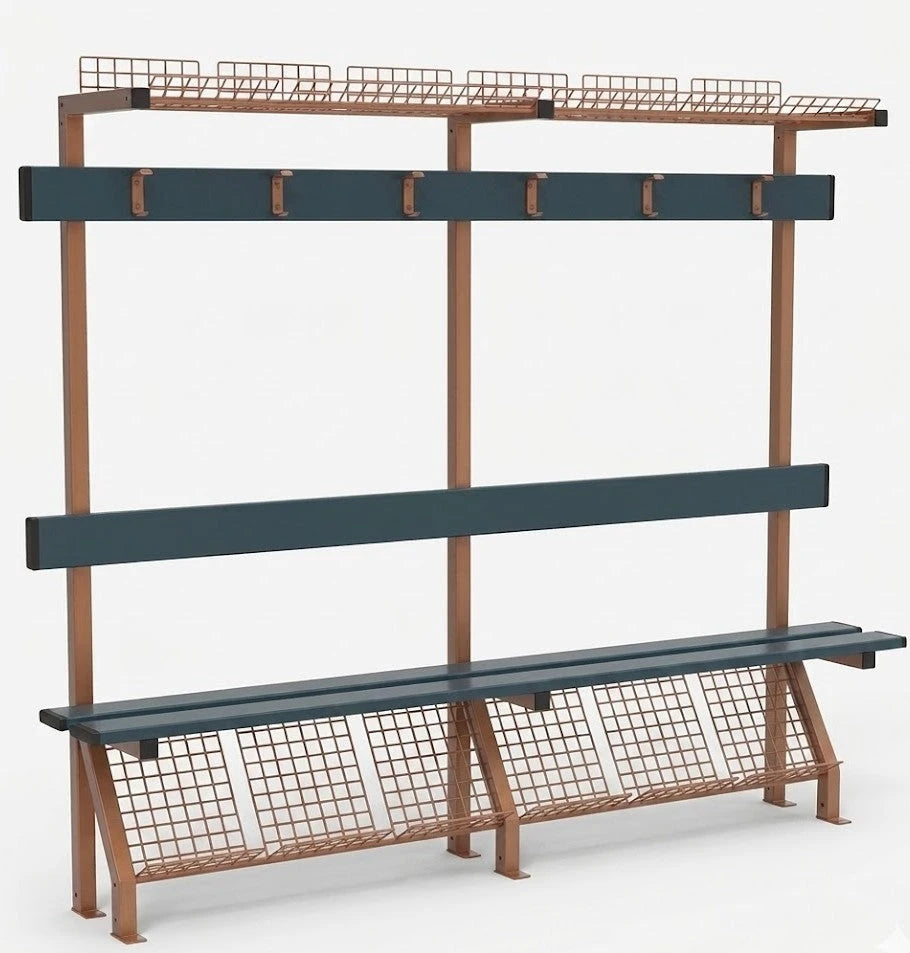 6-Seater Sports Facility Bench with wire - 10 x 2,5 x 1,6 x 192,2 cm Netsportique