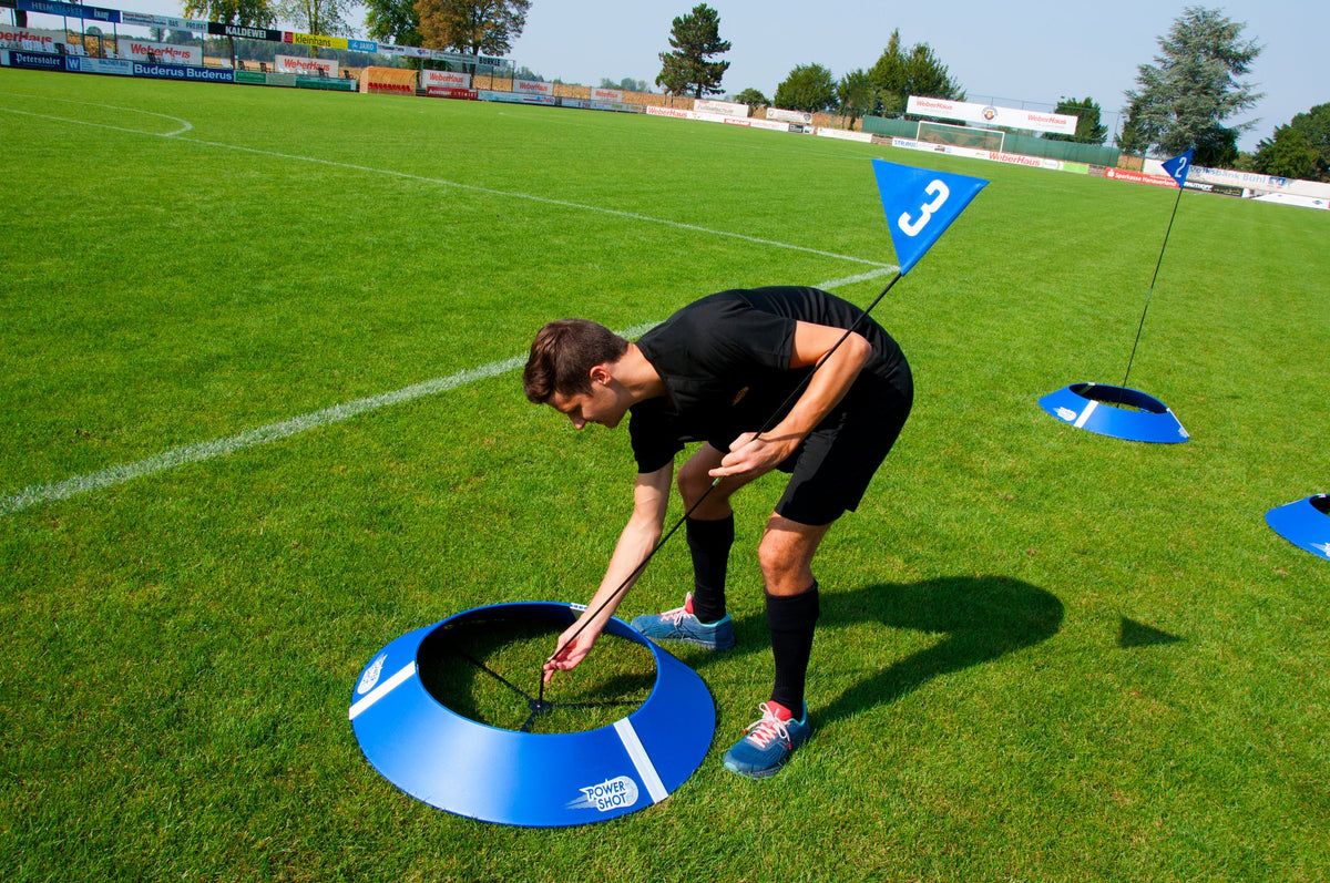 Juego de 3 Kits de objetivos de FOOT GOLF con base y bandera - ¡Ideal para practicar la precisión de los pases!
