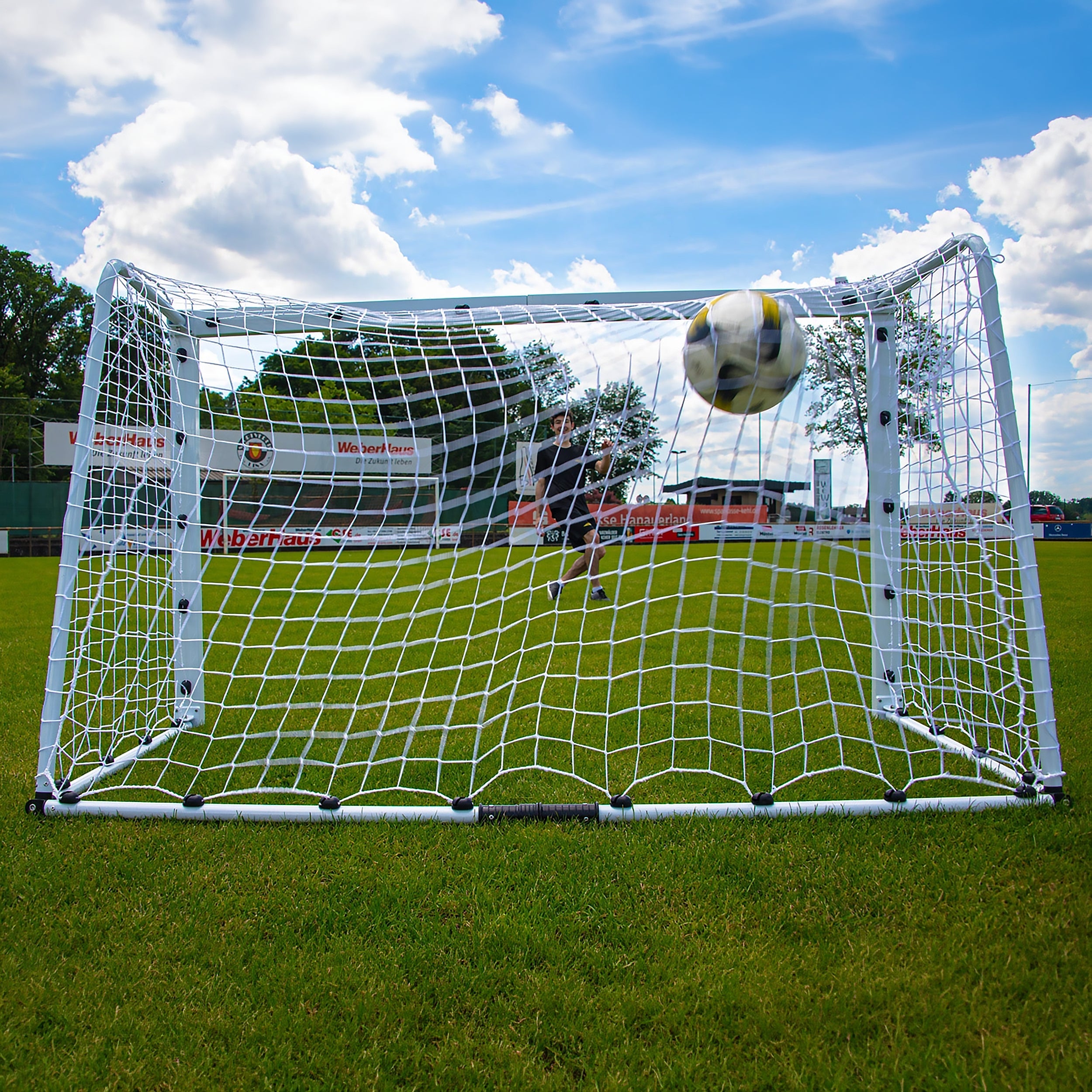 Mini aluminium football goal - 2m x 1.2m with ballast bags Powershot