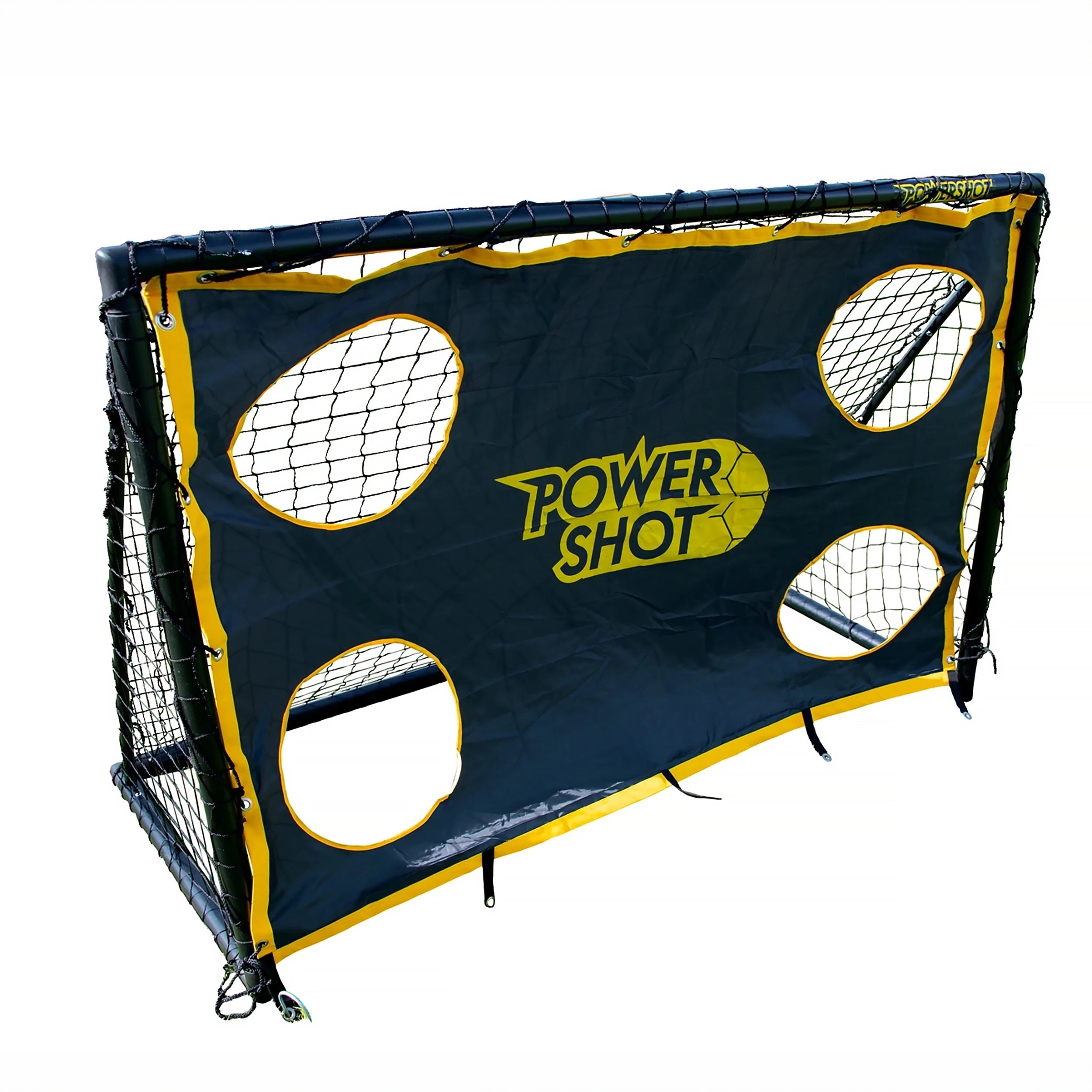 Football goal - 1.8m x 1.2m - uPVC black with Black shooting wall Powershot