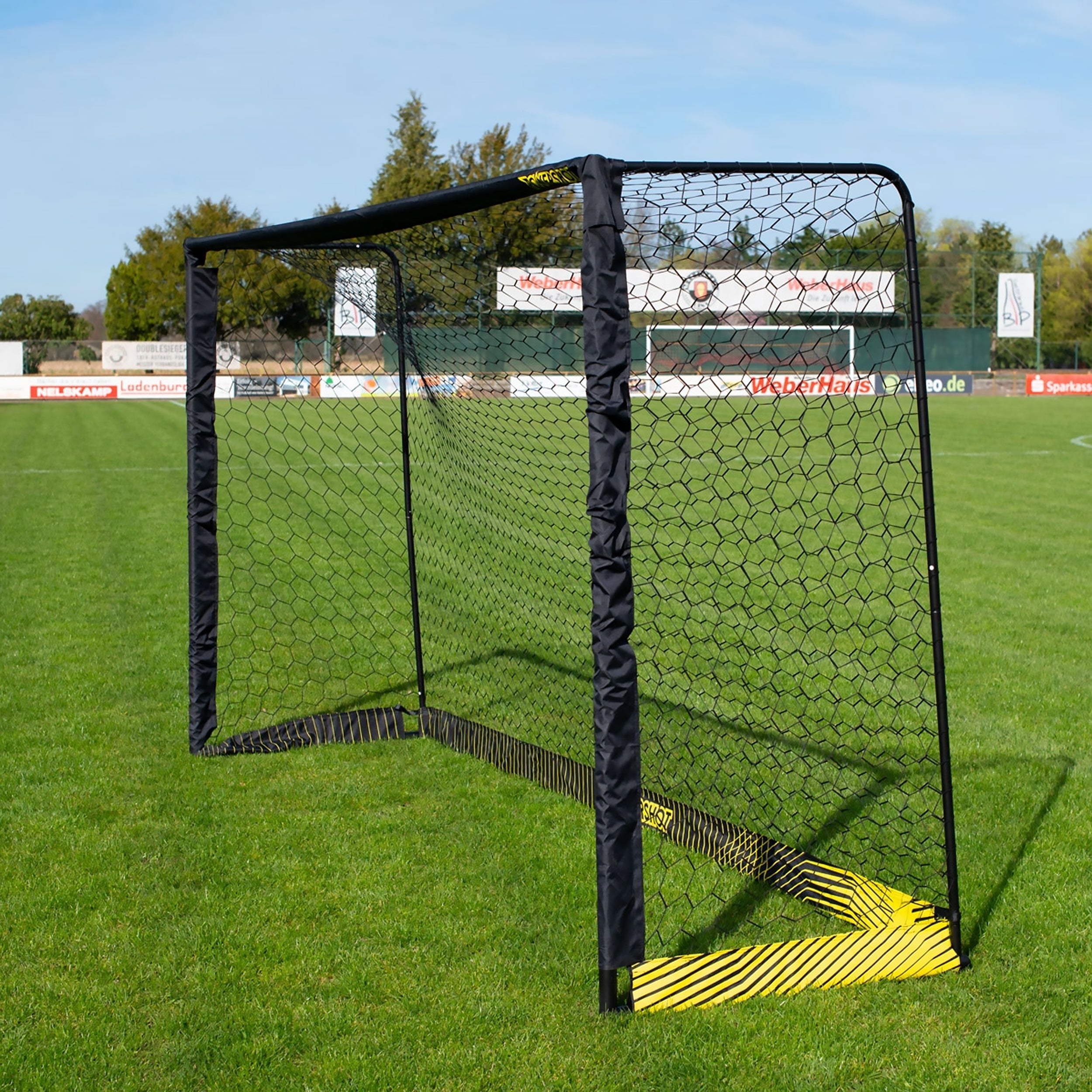 Black steel football goal - 4m x 2m Powershot