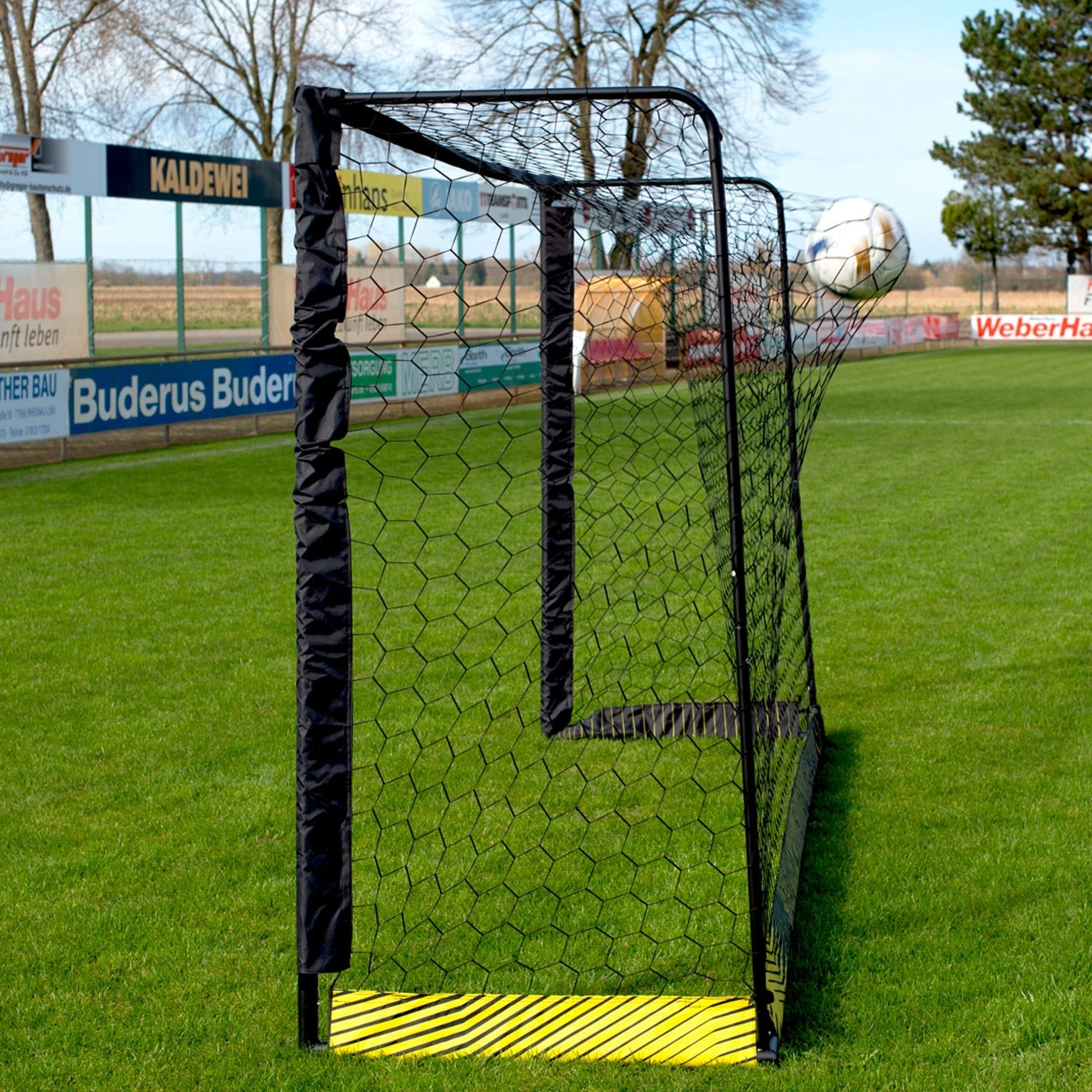 Black steel football goal - 4m x 2m Powershot