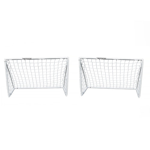 Pair of Football goals - 1.8m x 1.2m uPVC white Powershot