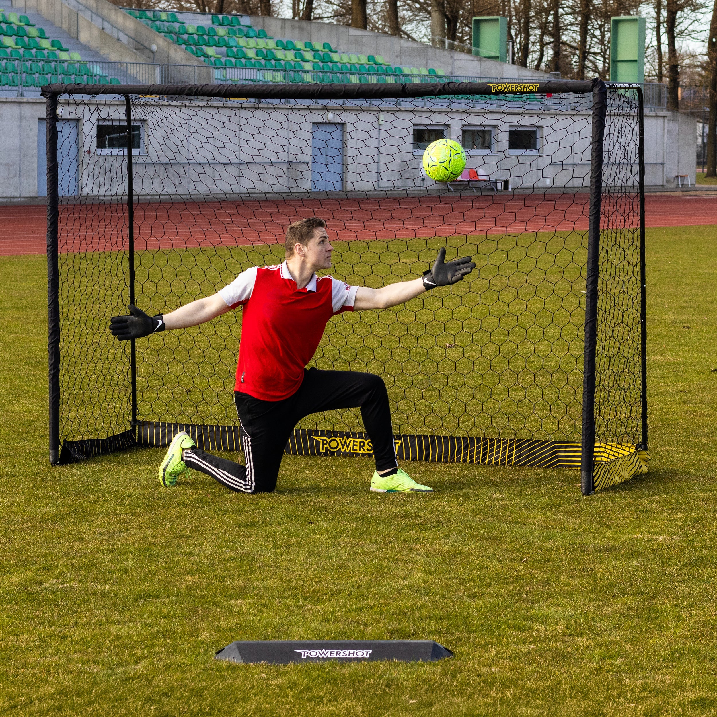 Black steel football goal - 3m x 2m Powershot