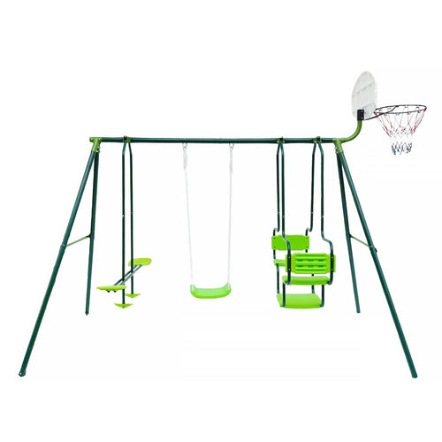 Three-station swing with basketball hoop Powershot