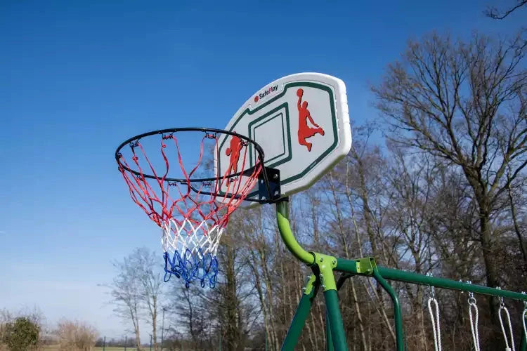 Multi-Play Garden Swing Set with Basketball Hoop - 3 Station Powershot
