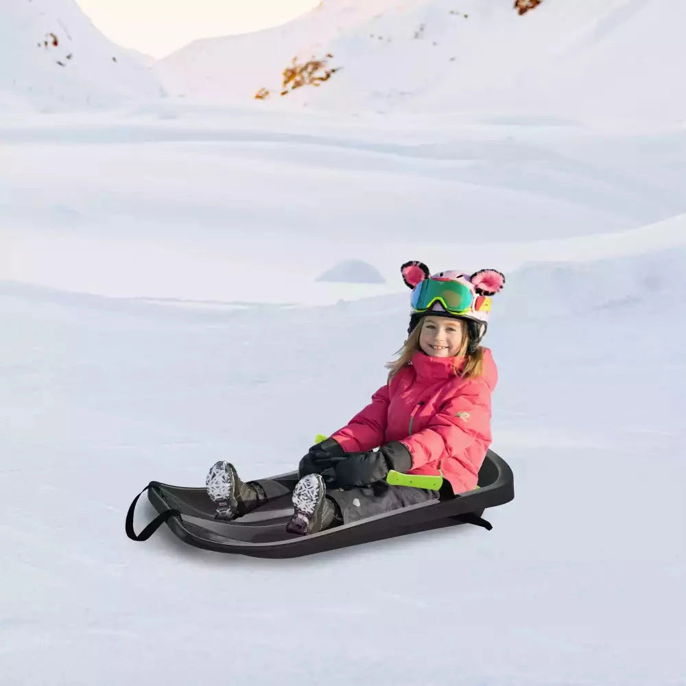 Traditional Children's Snow Sled with Dual Hand Brakes and Tow Rope Powershot