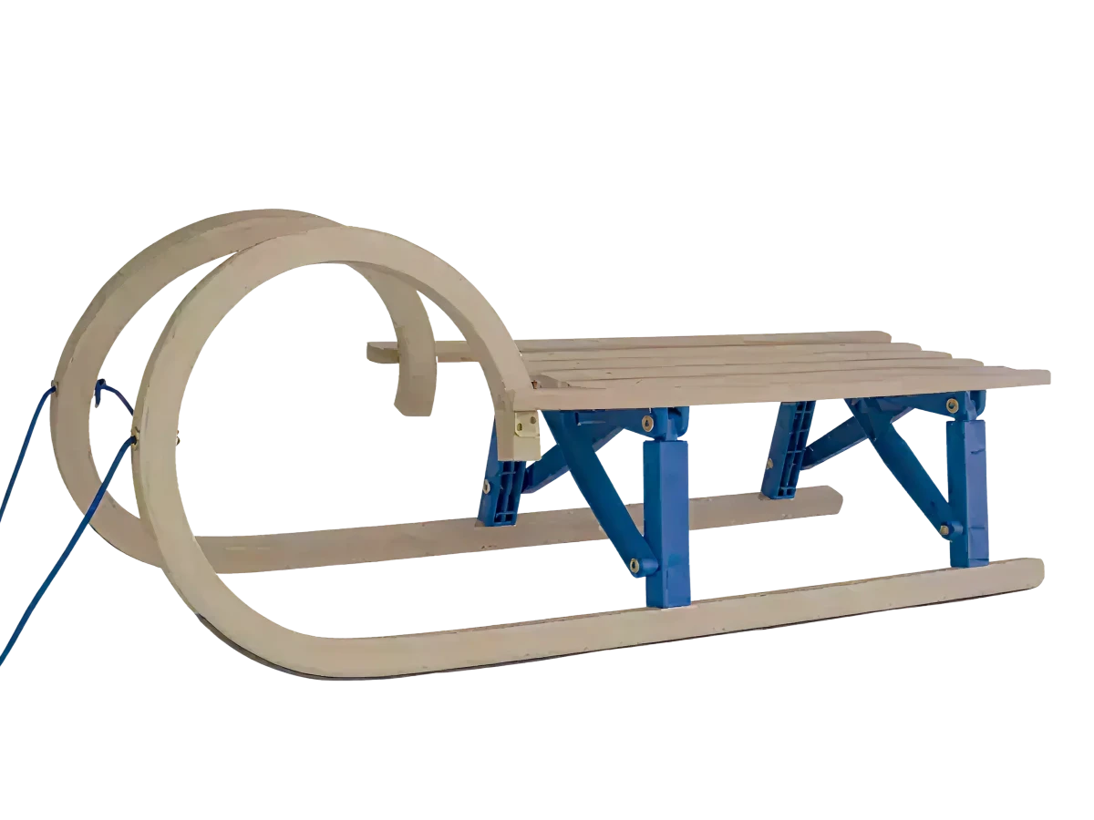 Trineo de caracol de madera plegable con asiento - 100cm