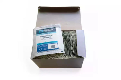 100 Low-Adhesion Sterile Dressings - 10cm x 10cm Powercare