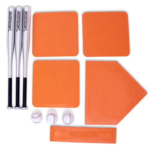 Kit of 3 aluminium baseball bats and balls with bases Powershot