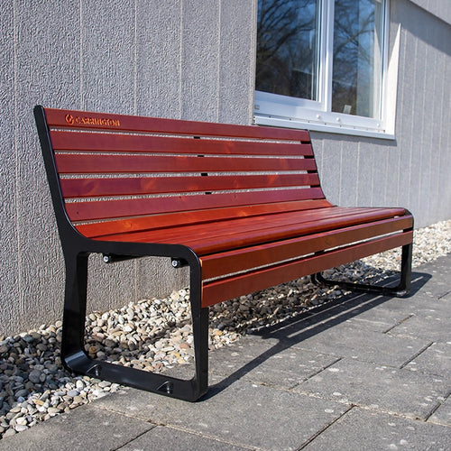 Premium wooden tennis bench with backrest - 196 cm Carrington