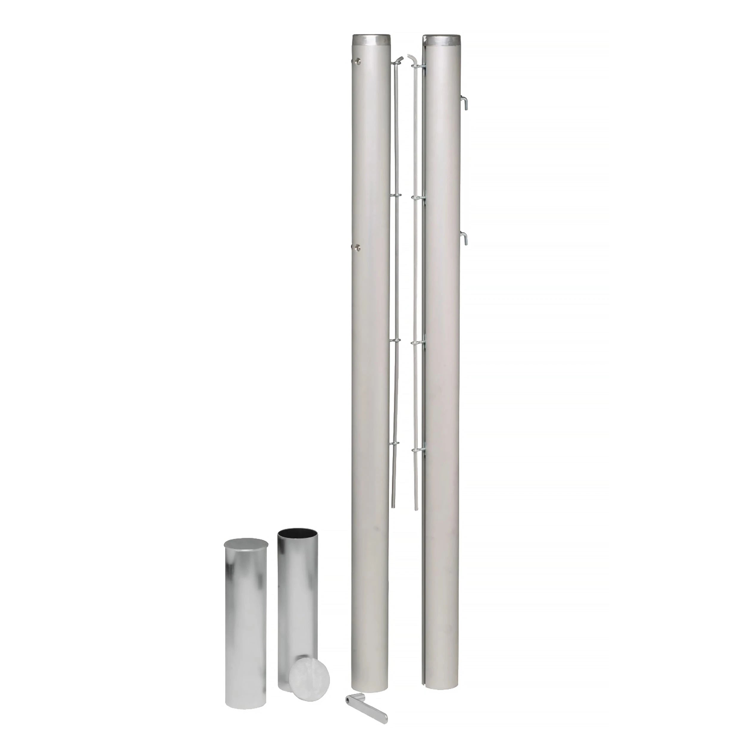 Pair of aluminium round tennis posts - 80mm x 80mm Carrington