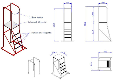 Silla de juez árbitro de voleibol de acero