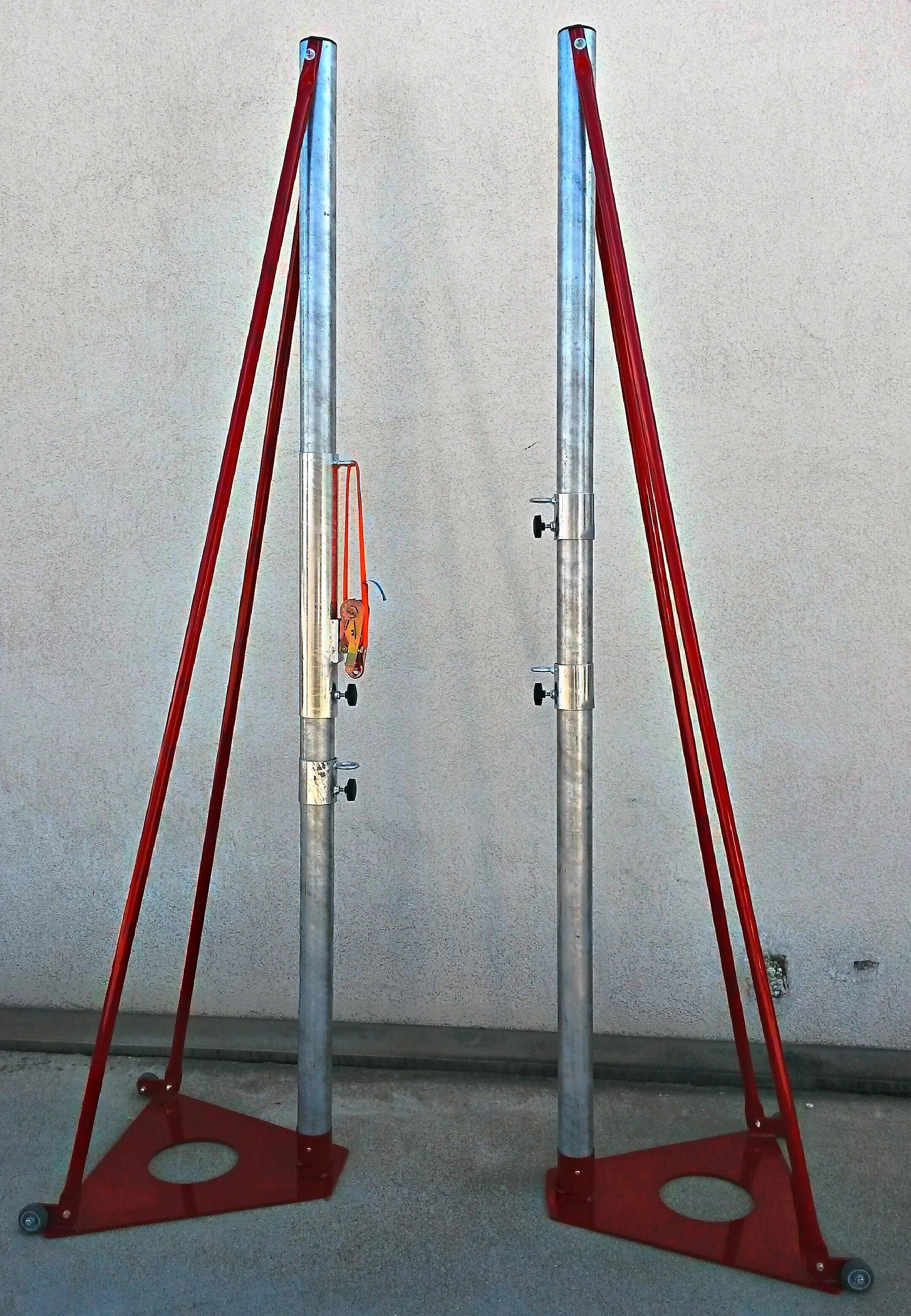 Professional transportable steel volleyball posts with transport wheels Powershot