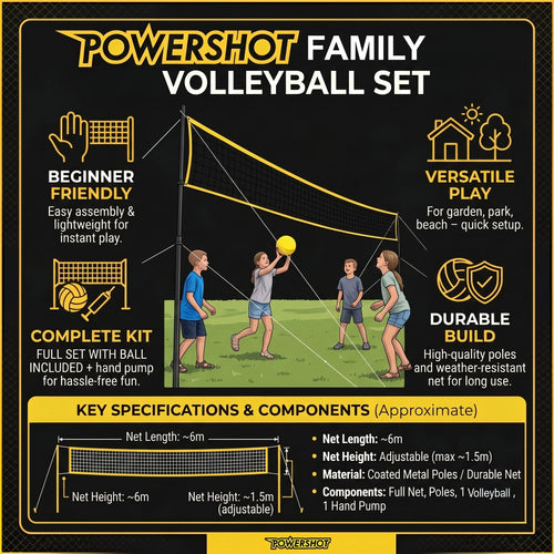 Set de voleibol 6m - Con postes, red, balón y bomba