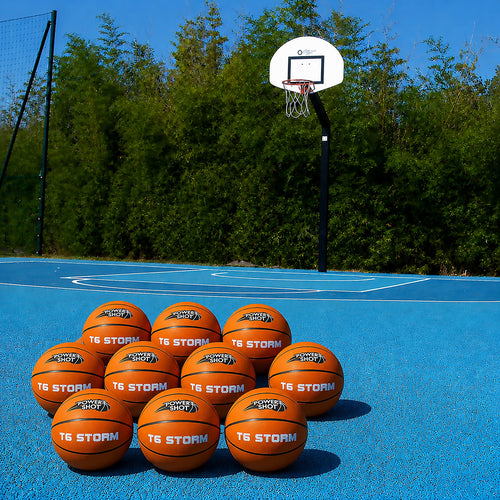 Lote de 10 balones de baloncesto Storm T6 - Bomba y bolsa GRATIS