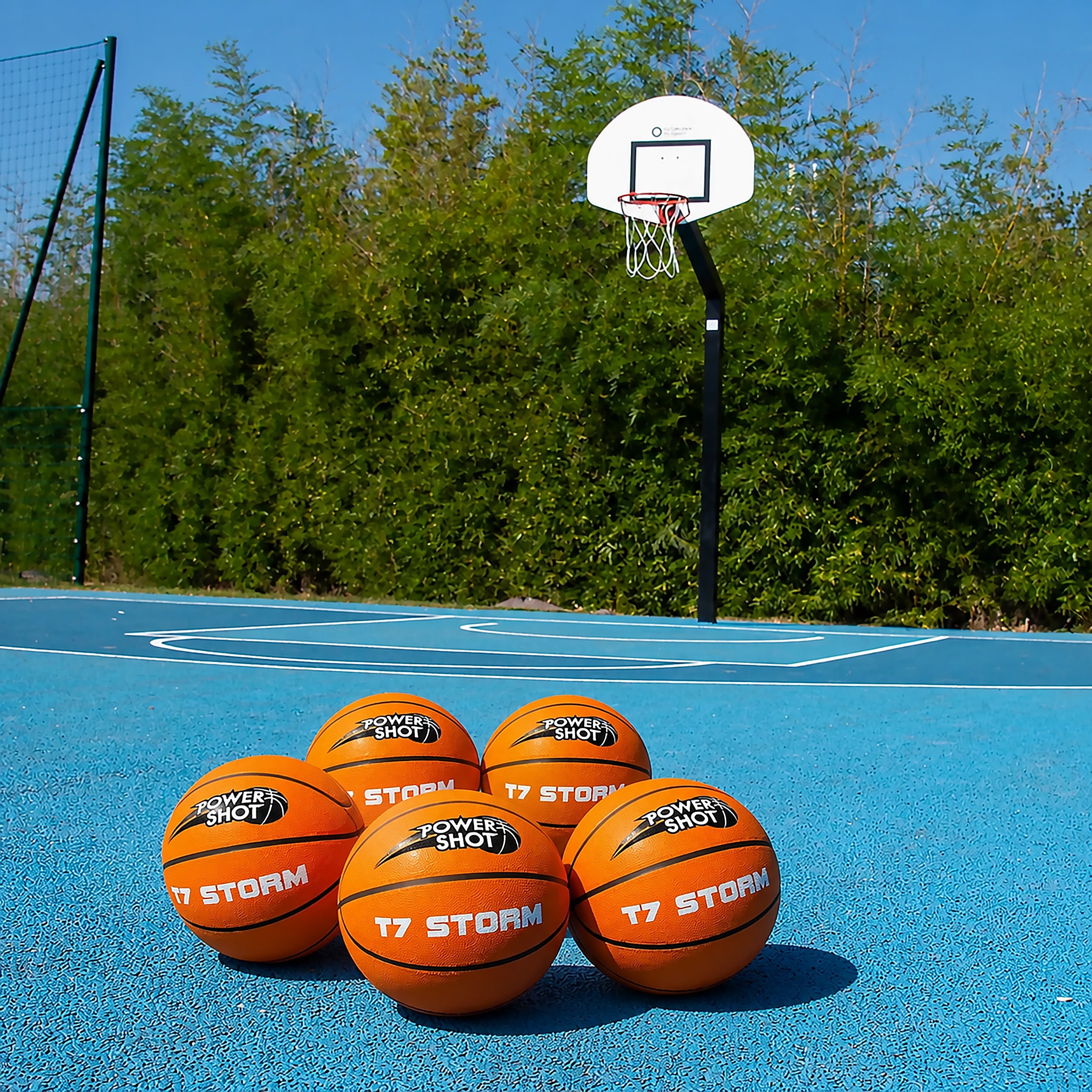 Lote de 5 balones de baloncesto Storm T7 - Bomba de balón y bolsa GRATIS