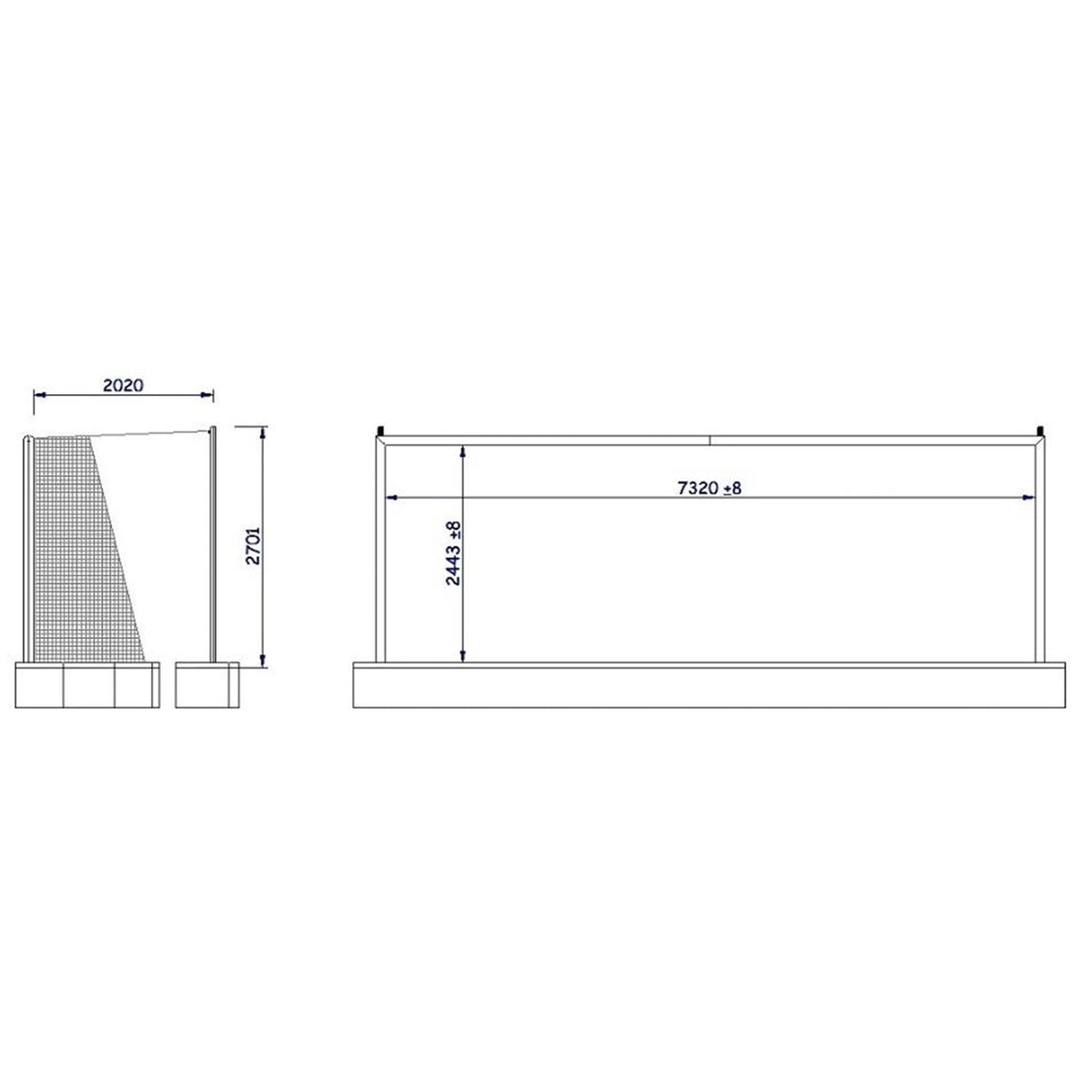 Full-Size Socketed Aluminium Football Goal - 7.32m x 2.44m Powershot