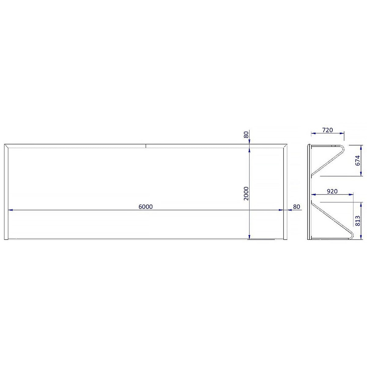 Transportable 8-a-side football goal aluminium with net - 6m x 2.1m - 80mm Powershot