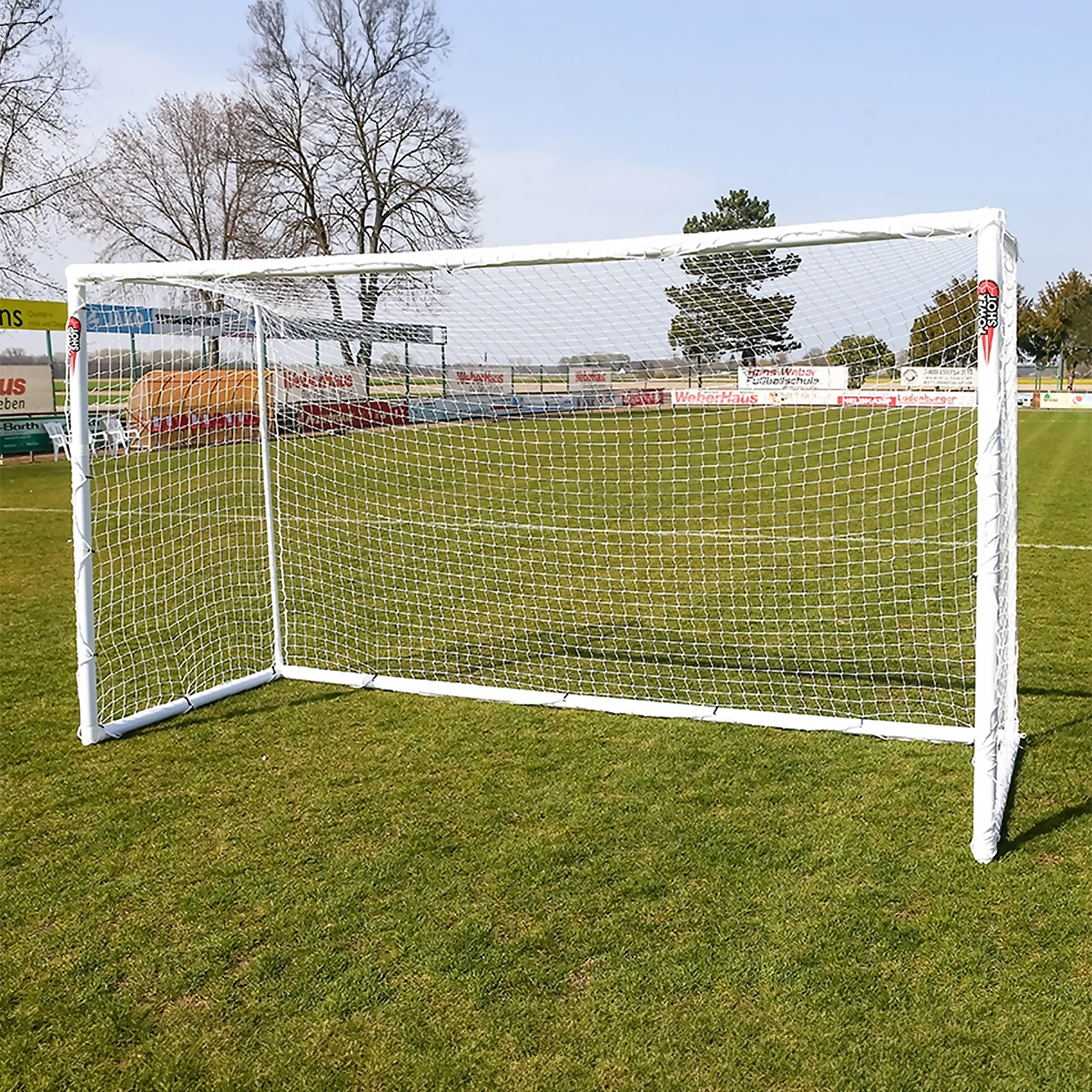 STADIUM Football goal - 3.7m x 2m - uPVC - White Powershot