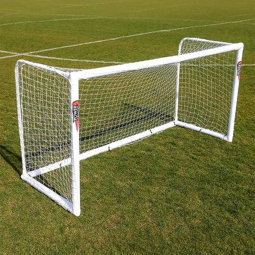 STADIUM Football goal - 2.4m x 1.8m - uPVC - White Powershot