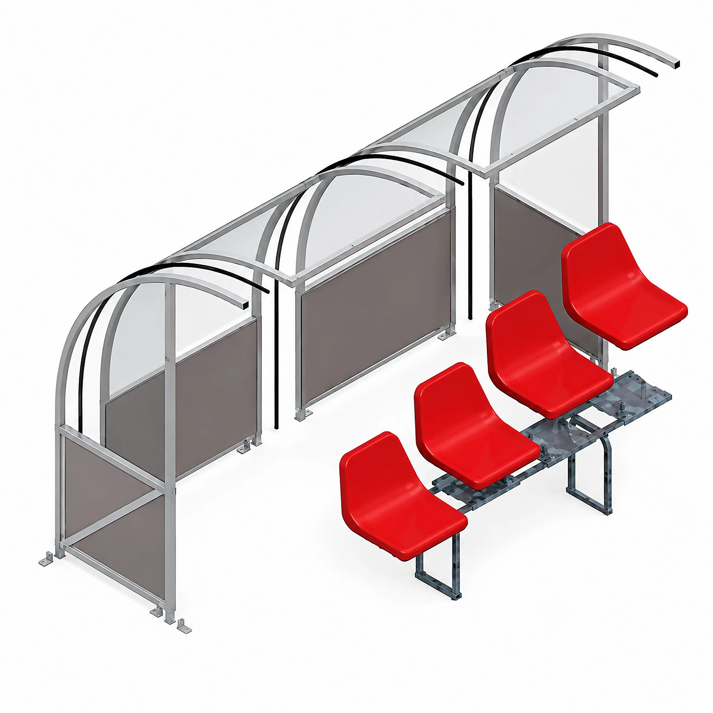 Coach shelter 1 wooden bench - 4m 8 seats Powershot