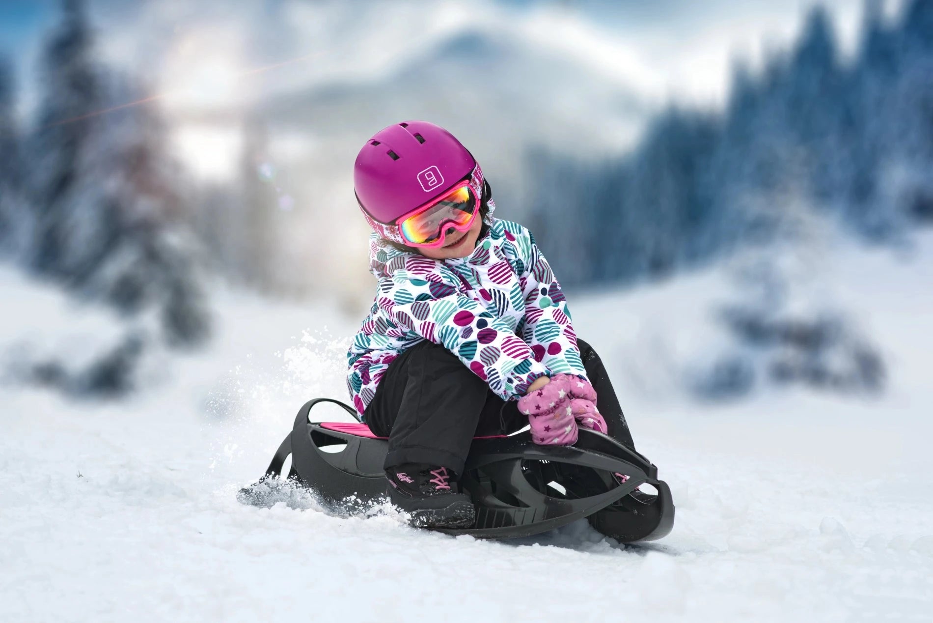 Snow Glider Futuristic Steerable Sled with Steering Wheel Powershot