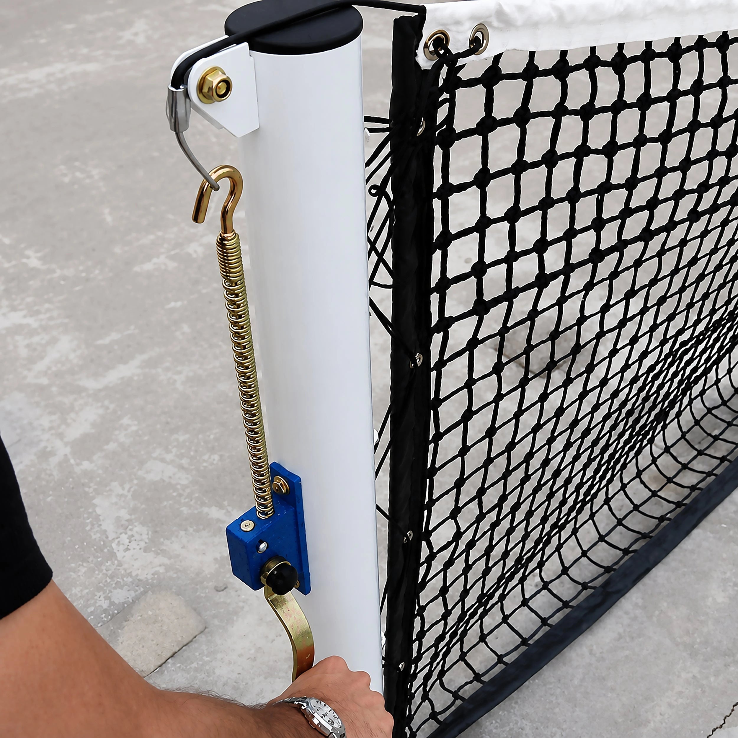 Transportable galvanized steel tennis posts - 80 mm x 80 mm Carrington