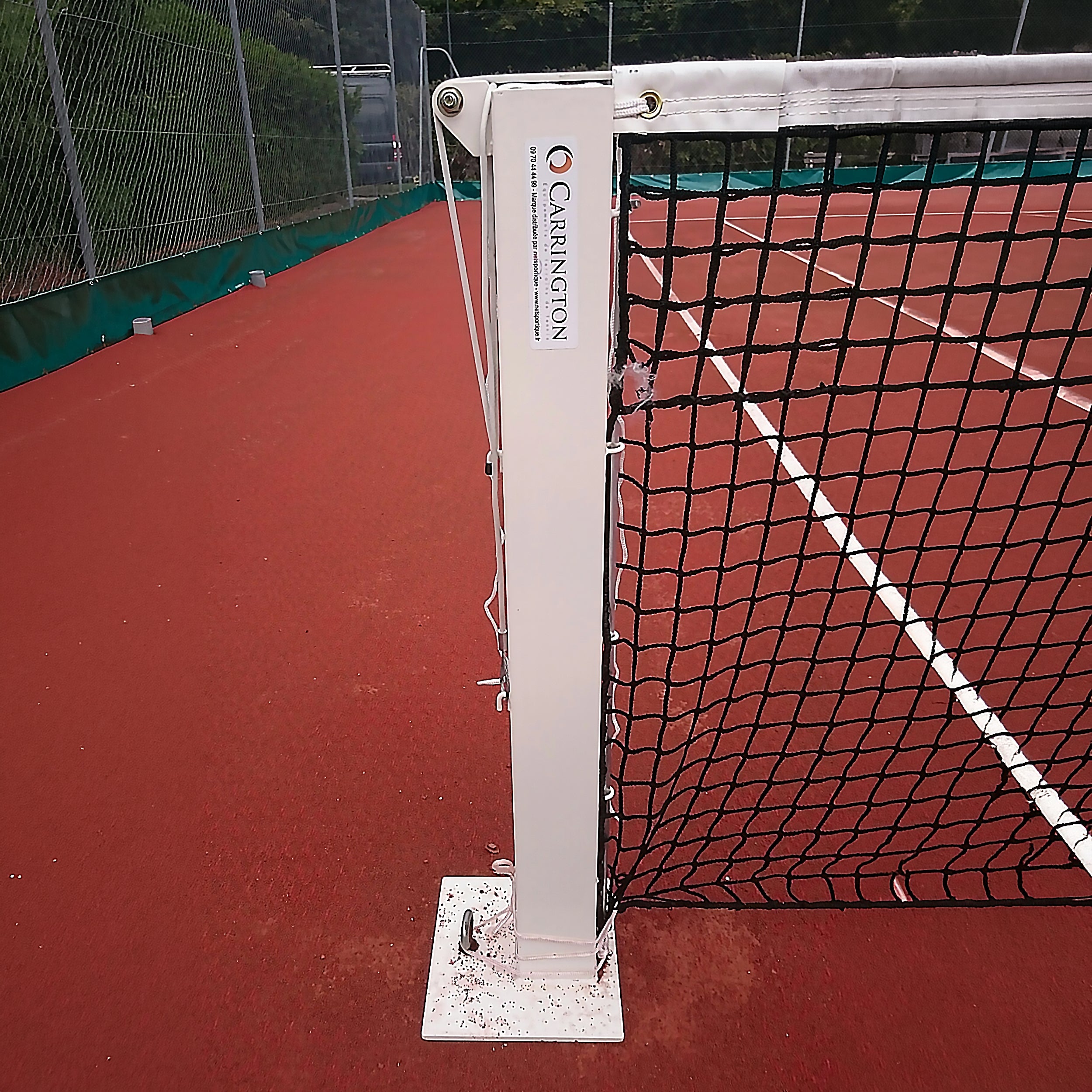 Square tennis posts on base plates - 100mm x 100mm Carrington