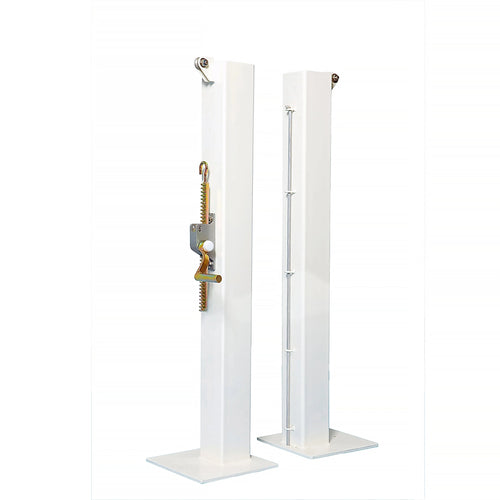 Square tennis posts on base plates - 100mm x 100mm Carrington